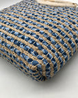 America & Beyond Blue & Cream Woven Wool Tote Bag