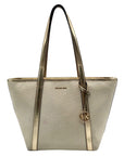 Michael Kors Pale Gold Large Jet Set Travel Top Zip Tote Bag
