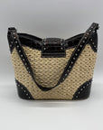Brighton Vintage Tan & Brown Straw Shoulder Bag