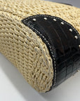 Brighton Vintage Tan & Brown Straw Shoulder Bag