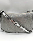 Michael Kors Silver Leather Carmela Small Pouchette Crossbody Bag