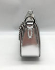 Michael Kors Silver Leather Carmela Small Pouchette Crossbody Bag
