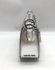 Michael Kors Silver Leather Carmela Small Pouchette Crossbody Bag