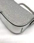 Michael Kors Silver Leather Carmela Small Pouchette Crossbody Bag