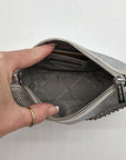 Michael Kors Silver Leather Carmela Small Pouchette Crossbody Bag