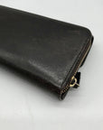 Gucci Dark Brown Leather Long Tri-Fold Wallet