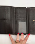 Gucci Dark Brown Leather Long Tri-Fold Wallet