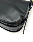 Michael Kors Black Leather Medium Lydia Flap Messenger Bag