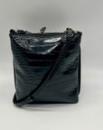Giani Bernini Small Black Faux Leather Croc Dasher Crossbody