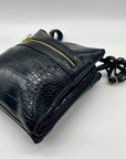 Giani Bernini Small Black Faux Leather Croc Dasher Crossbody