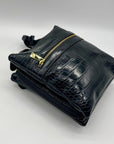 Giani Bernini Small Black Faux Leather Croc Dasher Crossbody