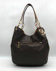 Michael Kors Brown & Acorn Signature Coated Canvas Lillie Shoulder Bag