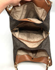 Michael Kors Brown & Acorn Signature Coated Canvas Lillie Shoulder Bag