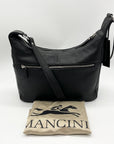 Mancini Black Pebbled Leather June Crossbody Bag