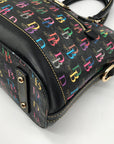 Dooney & Bourke Black Monogram Leather DB75 Satchel Bag