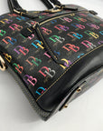 Dooney & Bourke Black Monogram Leather DB75 Satchel Bag
