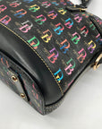 Dooney & Bourke Black Monogram Leather DB75 Satchel Bag