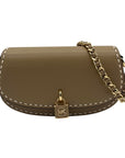 Michael Kors Camel Leather Mila Chain Sling Messenger Bag