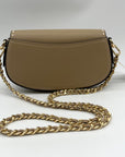 Michael Kors Camel Leather Mila Chain Sling Messenger Bag