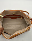 Valentina Beige Pebbled Leather Convertible Satchel Bag