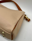 Valentina Beige Pebbled Leather Convertible Satchel Bag