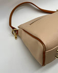 Valentina Beige Pebbled Leather Convertible Satchel Bag
