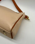 Valentina Beige Pebbled Leather Convertible Satchel Bag