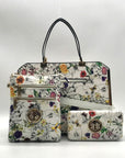 Dasien Botanical Floral Print Faux Leather Satchel Set