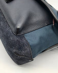 Coach Blue Leather Manhattan Bike Messenger Bag 25990
