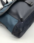 Coach Blue Leather Manhattan Bike Messenger Bag 25990