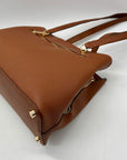 Anne Klein Brown Faux Leather Medium Triple Compartment Satchel Bag