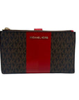 Michael Kors Logo Jet Set Crimson Double Zip Wristlet