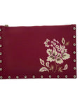 White House Black Market Maroon Studded Floral Clutch