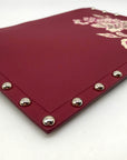 White House Black Market Maroon Studded Floral Clutch