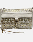 Rebecca Minkoff White & Gold Mac Aztec Clutch Crossbody