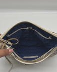 Rebecca Minkoff White & Gold Mac Aztec Clutch Crossbody
