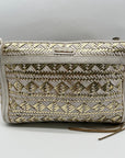 Rebecca Minkoff White & Gold Mac Aztec Clutch Crossbody