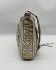Rebecca Minkoff White & Gold Mac Aztec Clutch Crossbody