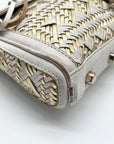 Rebecca Minkoff White & Gold Mac Aztec Clutch Crossbody