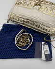 Rebecca Minkoff White & Gold Mac Aztec Clutch Crossbody