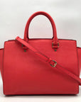 Michael Kors Red Saffiano Leather Selma Convertible Satchel Bag