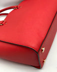 Michael Kors Red Saffiano Leather Selma Convertible Satchel Bag