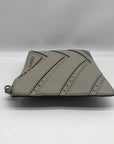 Michael Kors Pearl Grey Cheveron Ellius XL Leather Wristlet