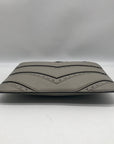 Michael Kors Pearl Grey Cheveron Ellius XL Leather Wristlet