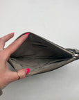 Michael Kors Pearl Grey Cheveron Ellius XL Leather Wristlet