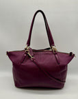 Coach Deep Plum Pebbled Leather Shoulder Bag