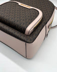 Michael Kors Brown & Pink Monogram Coated Canvas Jaycee Backpack