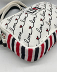 Brighton Red & White Canvas Love Scroll Crossbody Bag