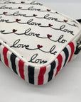Brighton Red & White Canvas Love Scroll Crossbody Bag