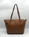 Michael Kors Brown Saffiano Leather Charlotte Top Zip Tote Bag
